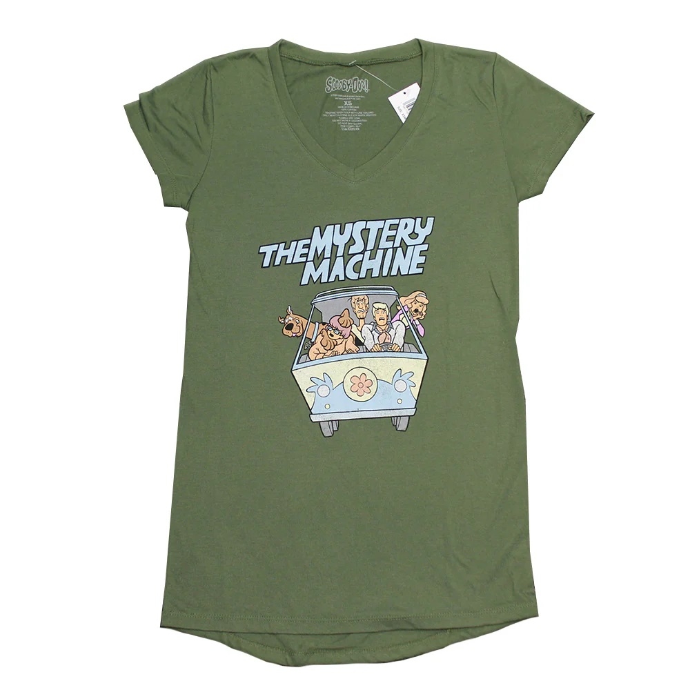 Polera dama con escote en V verde de Scooby-Doo Mystery Machine 