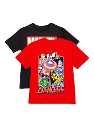 Pack dos poleras roja y negra de Marvel Avengers PoP Bundle para niños