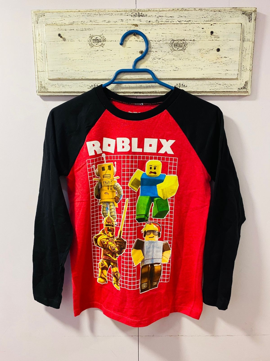 Polera Roblox para niño con mangas largas color rojo