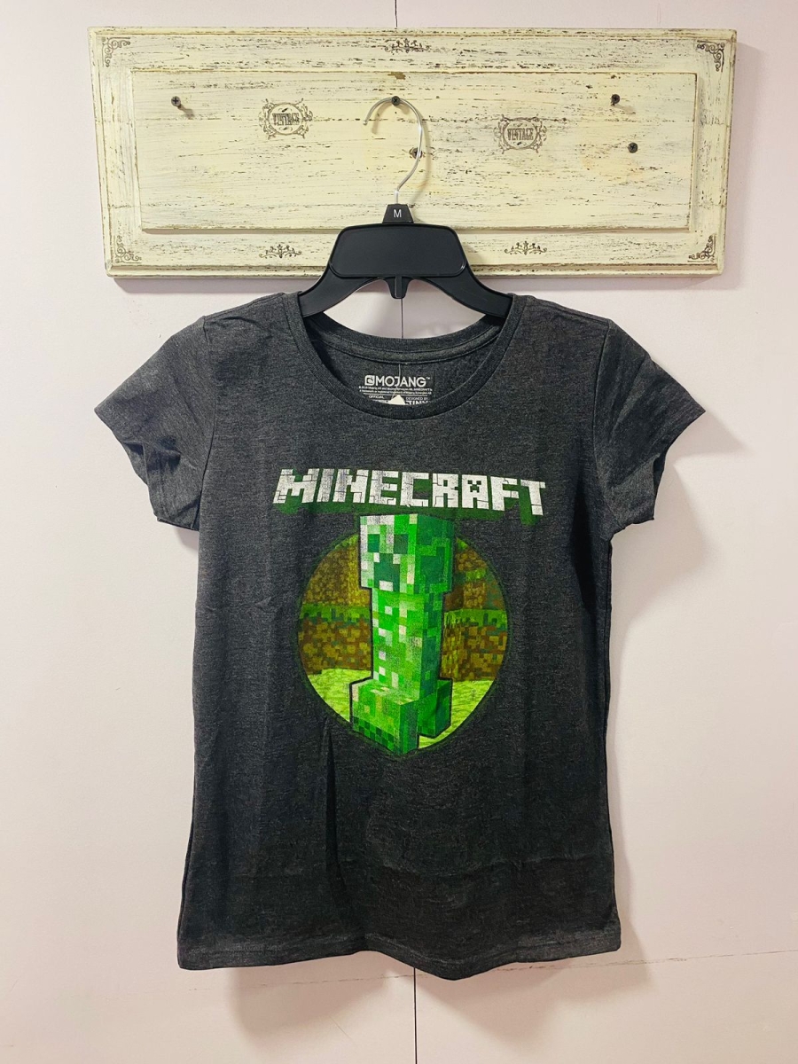 Polera Minecraft para niña color gris 