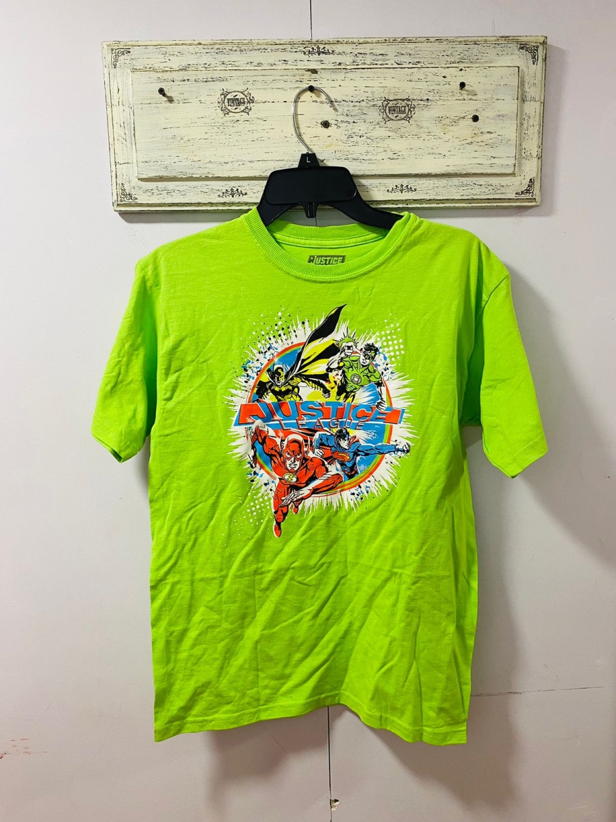 Polera Niño Liga de la Justicia Dc Comics Color Verde Limon