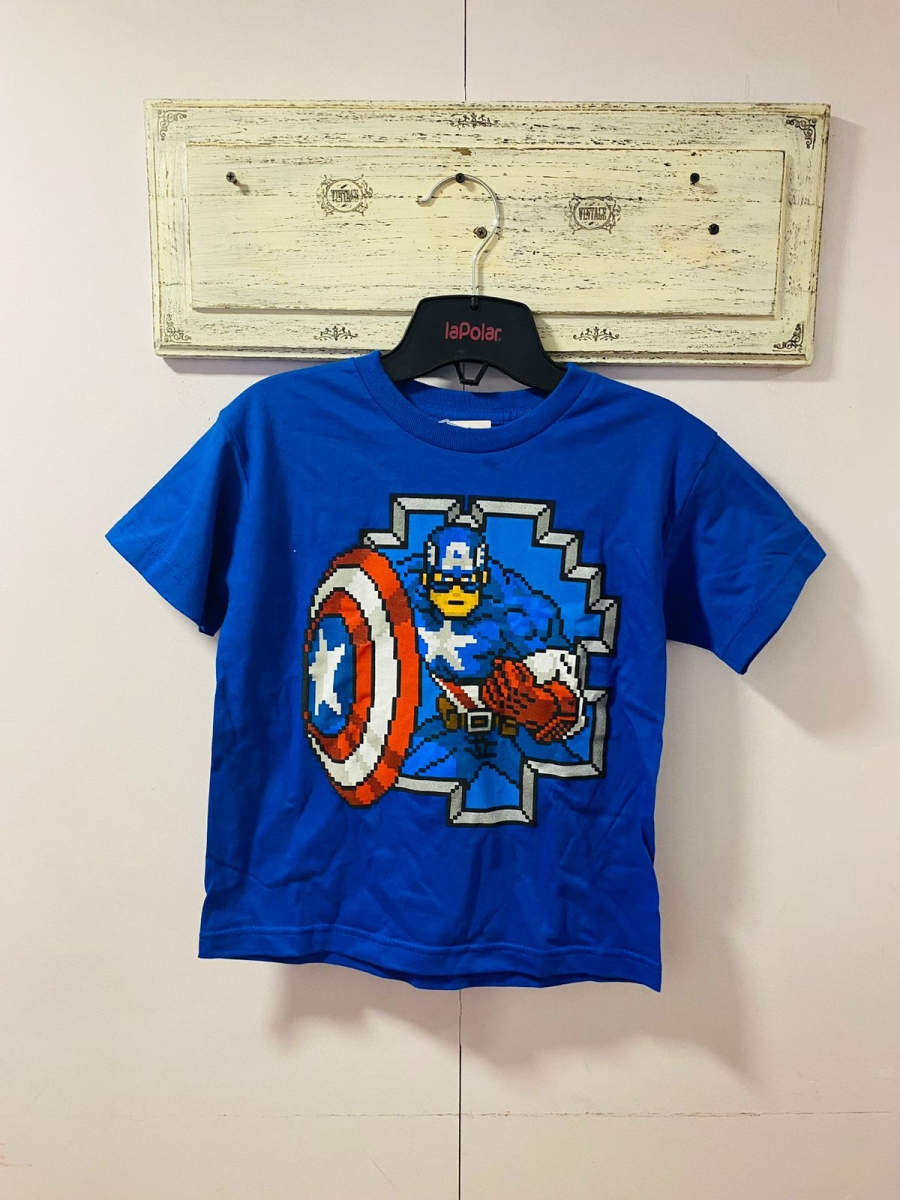 Polera Capitan America para niño color azul