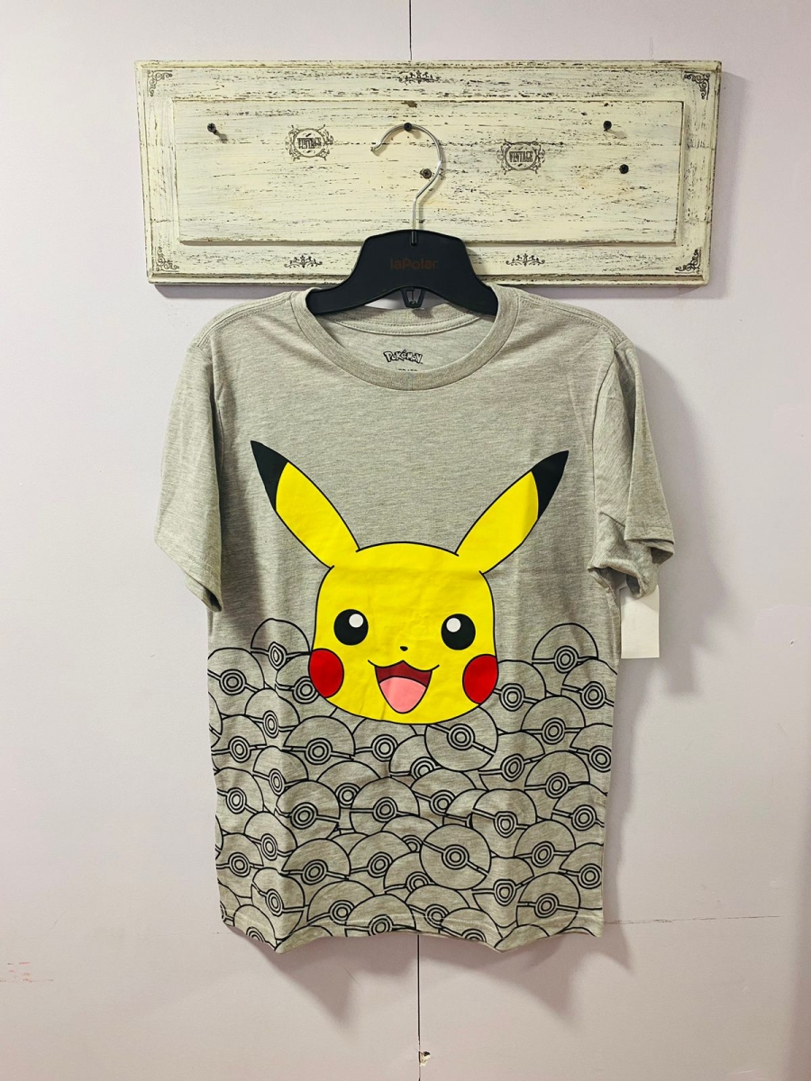 Polera Pikachu para niño color gris 