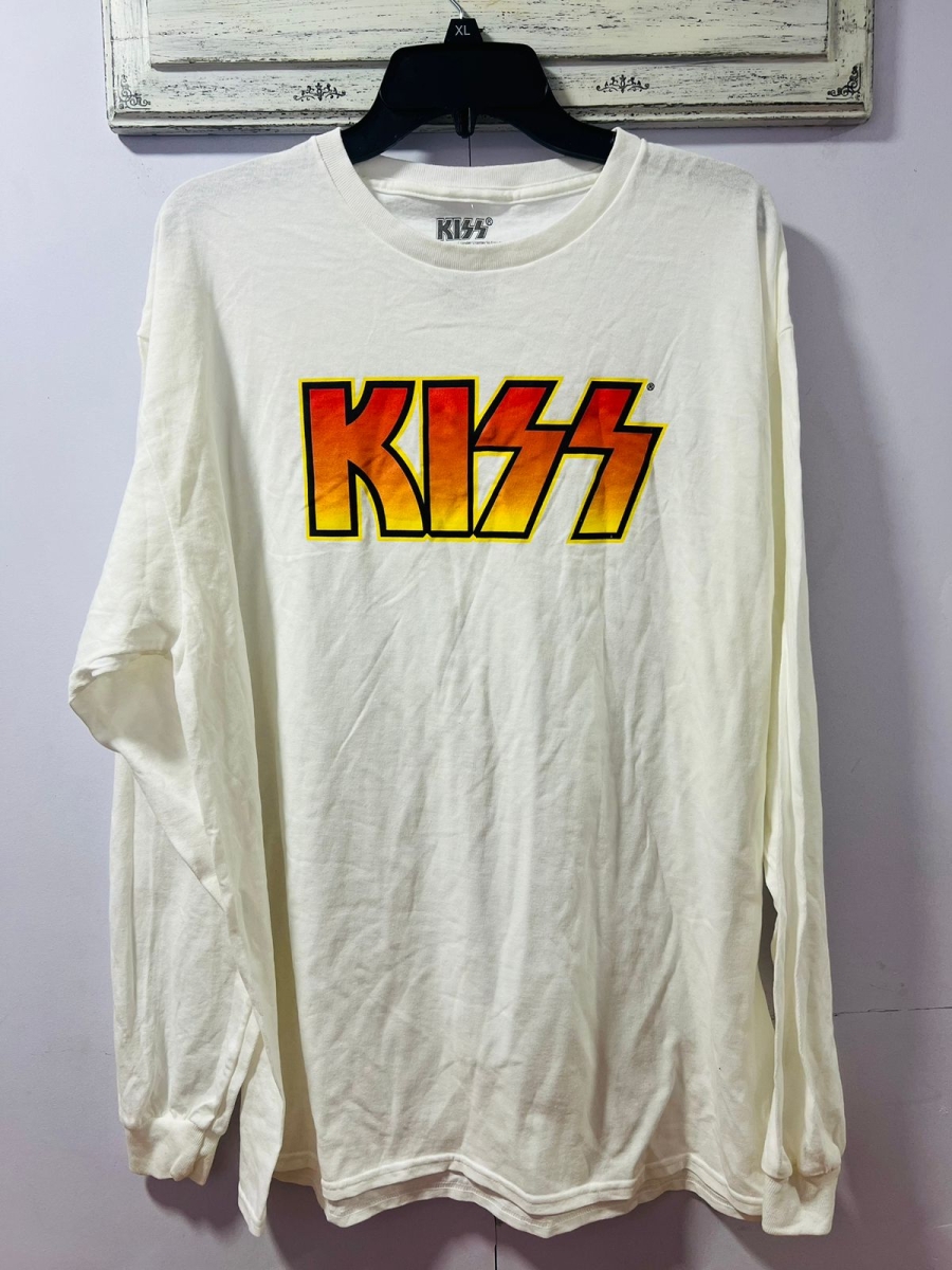 Polera manga larga Kiss para hombre color blanco