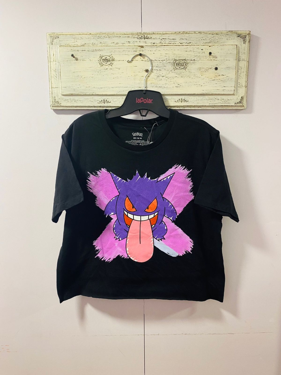 Polera tipo crop Gengar Pokemon para dama color negro