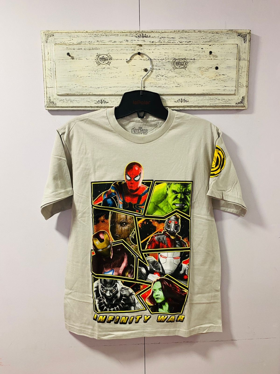 Polera Avengers para niño color gris 