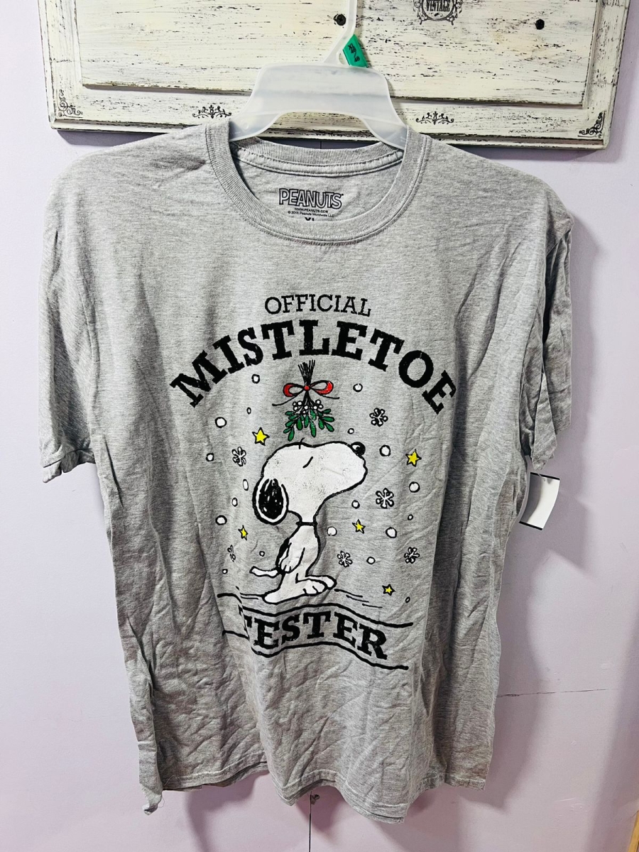 Polera Hombre Peatus Snoopy Mistletoe Gris