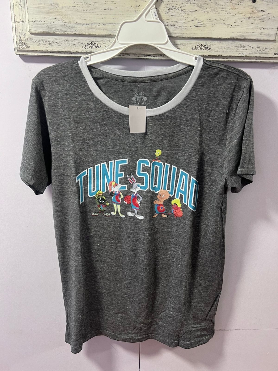 Polera Hombre Looney Toones Space Jam Tune Square Gris